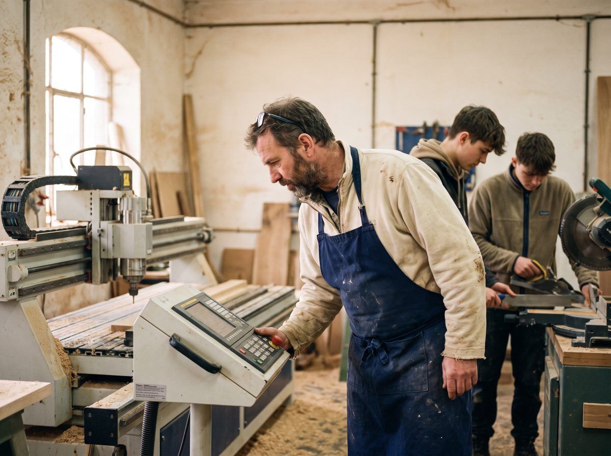 Workshop owner commissioning a new machine
